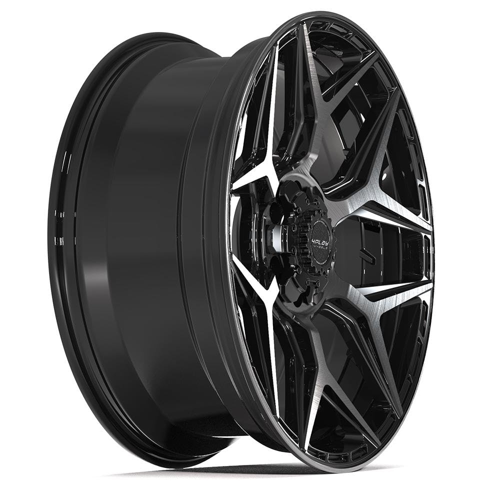22 Inch 4PLAY Wheels Rim 4P06 Fits 6x135 & 6x139.7 22x9 Gloss Black Brushed with Tinted Clear (1)