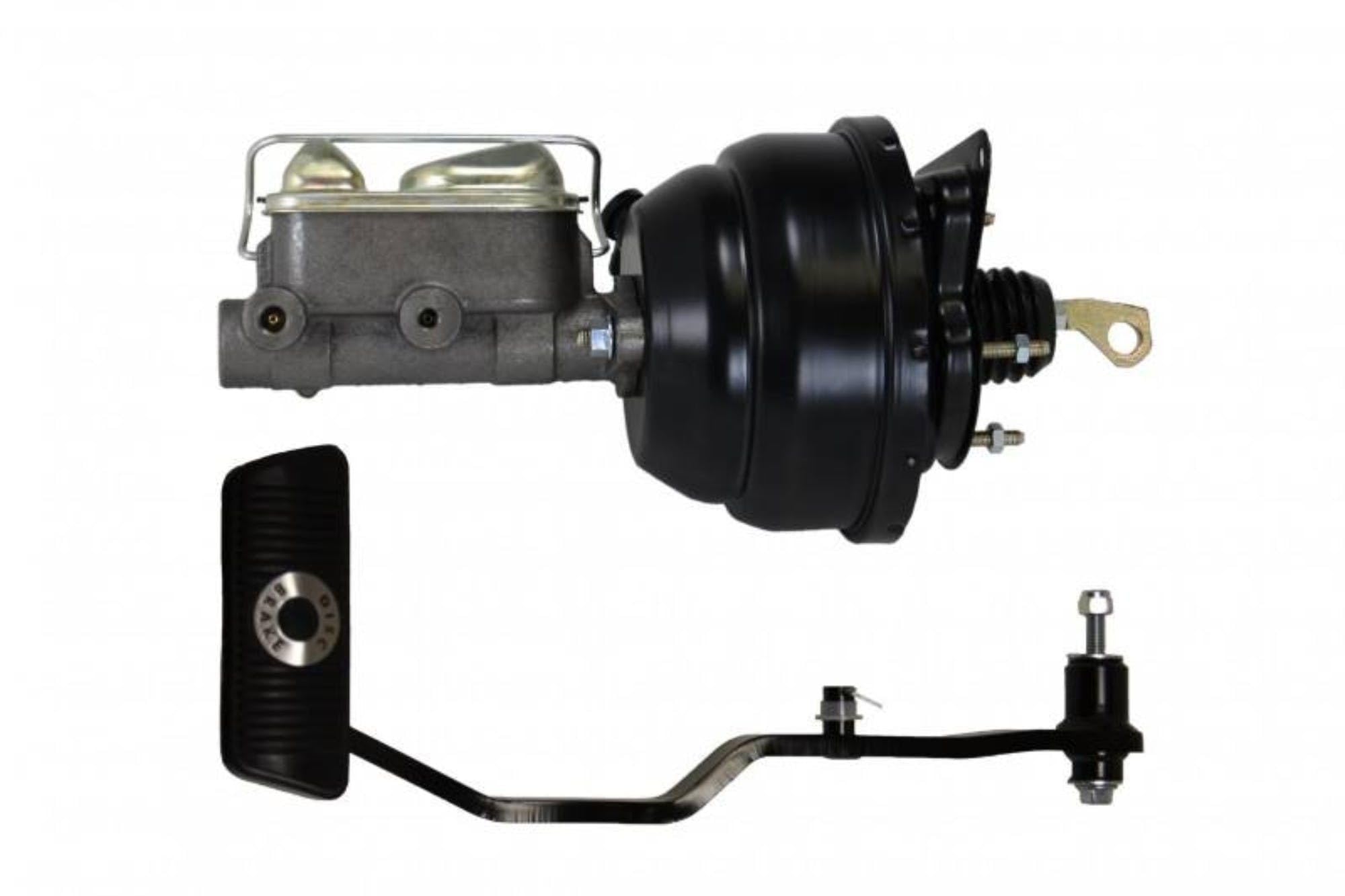 8 Inch LEED BRAKES Dual Diaphragm Power Brake Booster With Bracket, 1 Inch Bore Master Cylinder With Automatic Trans Brake Pedal (Black)