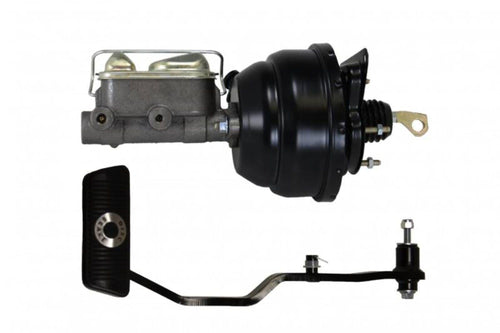 8 Inch LEED BRAKES Dual Diaphragm Power Brake Booster With Bracket, 1 Inch Bore Master Cylinder With Automatic Trans Brake Pedal (Black)