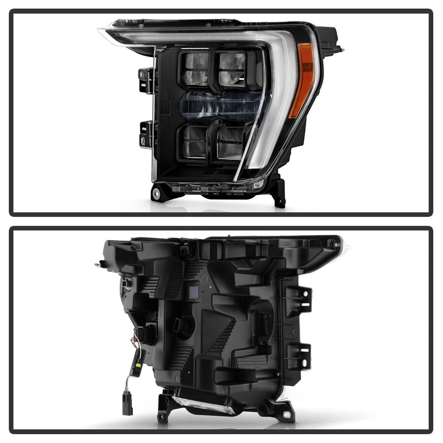 Ford F150 Spyder (OE) 21-23 Quad LED w/DRL (Fit Halogen Model w/Clear Signal) Headlight - Black