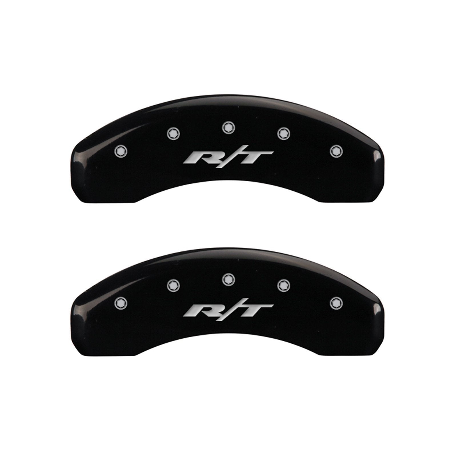 MGP 12088SRT1BK Caliper Covers Black Powder Coat Finish Front and Rear Caliper Cover, Set of 4 (RT1-Truck Silver Characters, Engraved)