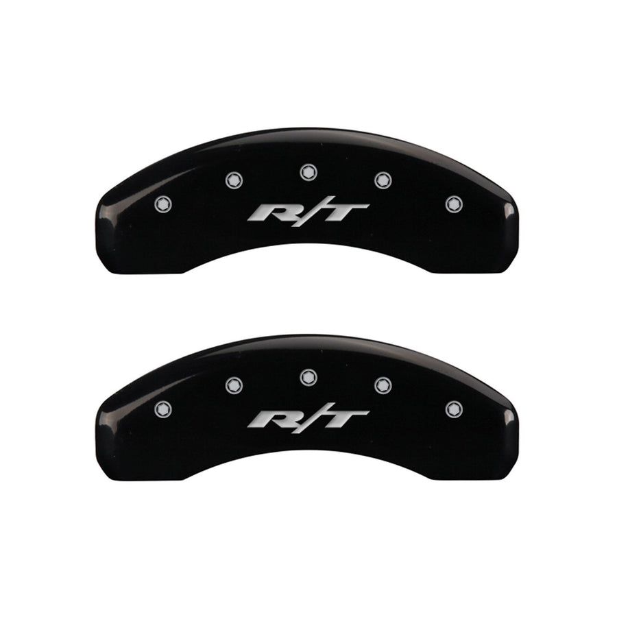 MGP 12088SRT1BK Caliper Covers Black Powder Coat Finish Front and Rear Caliper Cover, Set of 4 (RT1-Truck Silver Characters, Engraved)