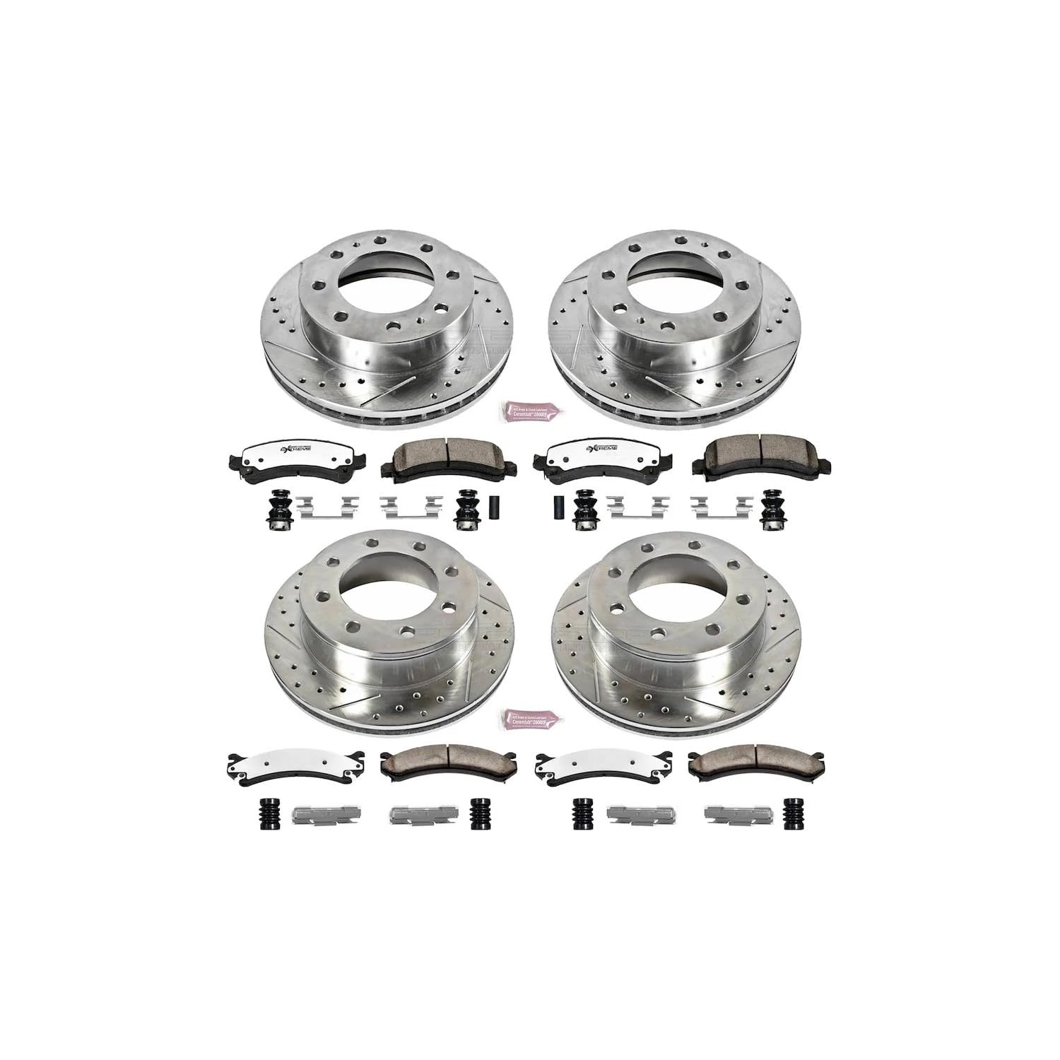 Power Stop K2074-36 Z36 Truck & Tow Front and Rear Brake Kit, Carbon Fiber Ceramic Brake Pads and Drilled/Slotted Brake Rotors For Chevrolet Express 3500, GMC Savana 3500 [Model Specific]