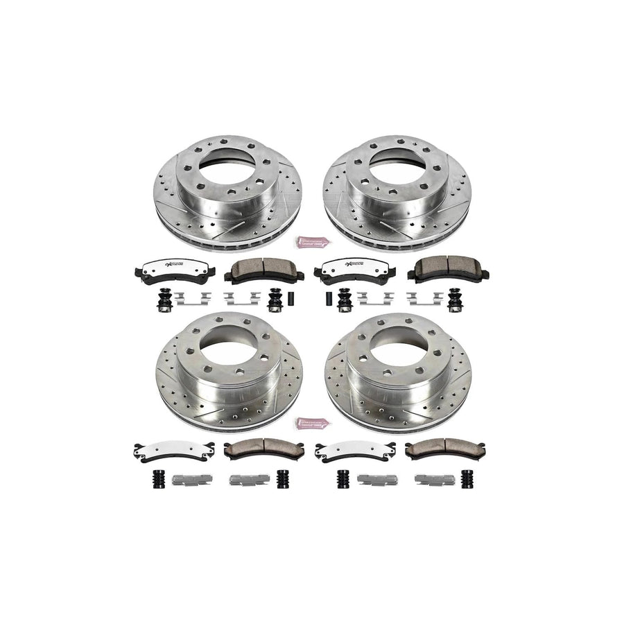 Power Stop K2074-36 Z36 Truck & Tow Front and Rear Brake Kit, Carbon Fiber Ceramic Brake Pads and Drilled/Slotted Brake Rotors For Chevrolet Express 3500, GMC Savana 3500 [Model Specific]