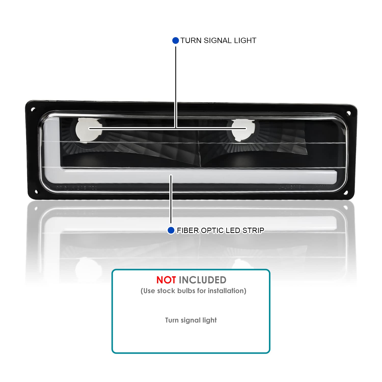 Black LED Bar Bumper Lights SPEC-D TUNING Compatible with 1988-1998 Chevy Silverado C10 C/K