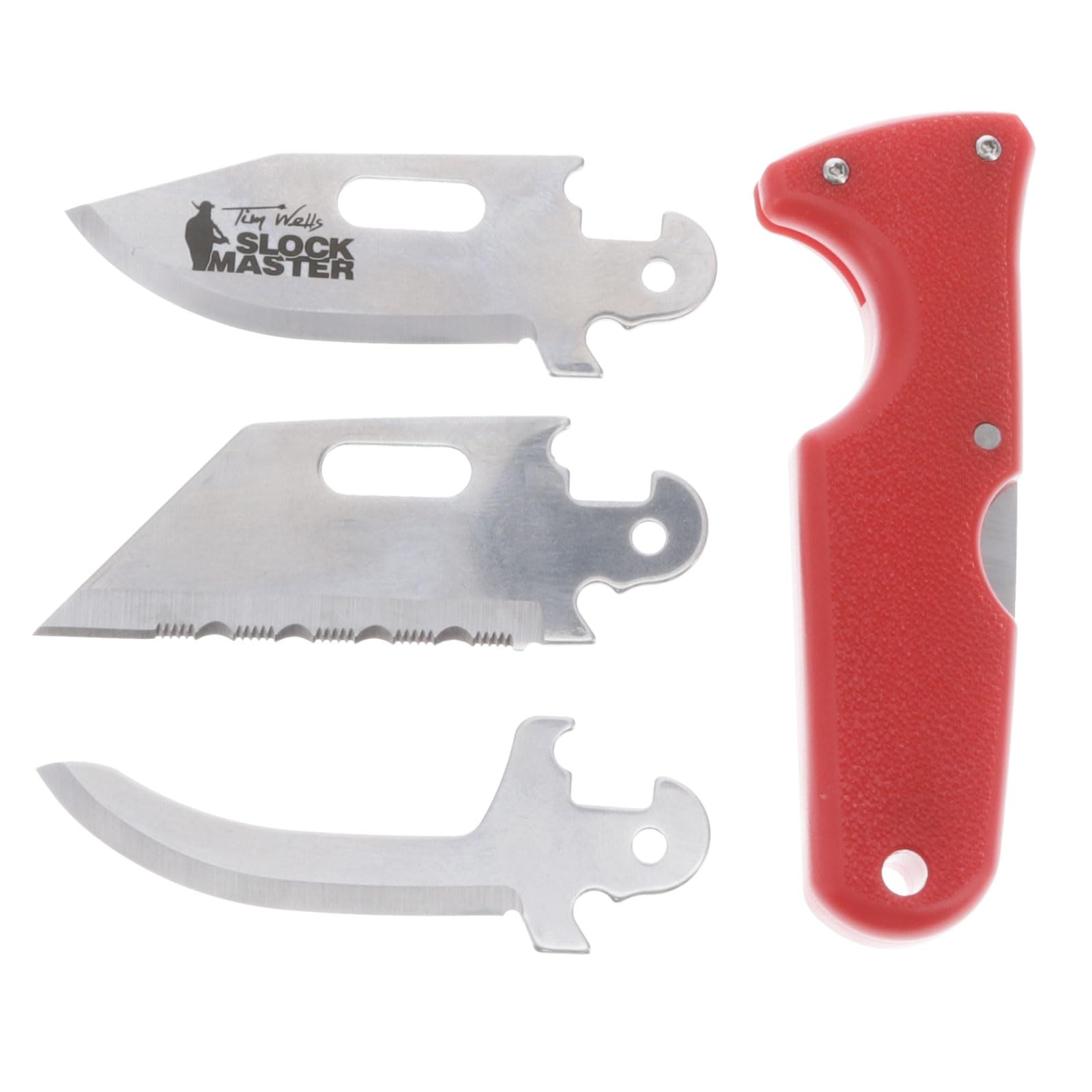 COLD STEEL Click N Cut - Fixed Blade Knife Slock Master | Durable 420J2 Steel Compact Hunting & Hiking Multiple Replaceable Blades | Sheath & 3 Blades Included - Boxed Package