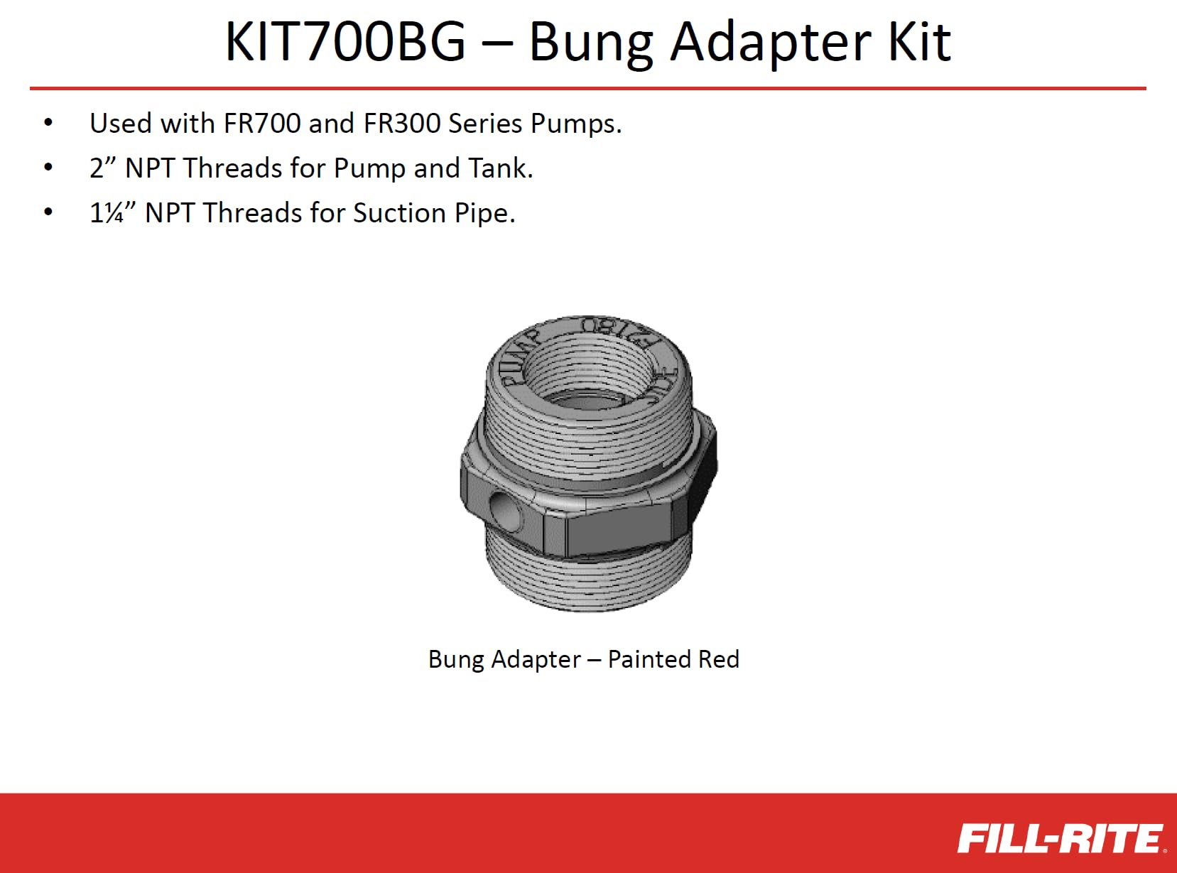 KIT700BG Fill-Rite Kit, Inlet Bung 700 & 300 Series