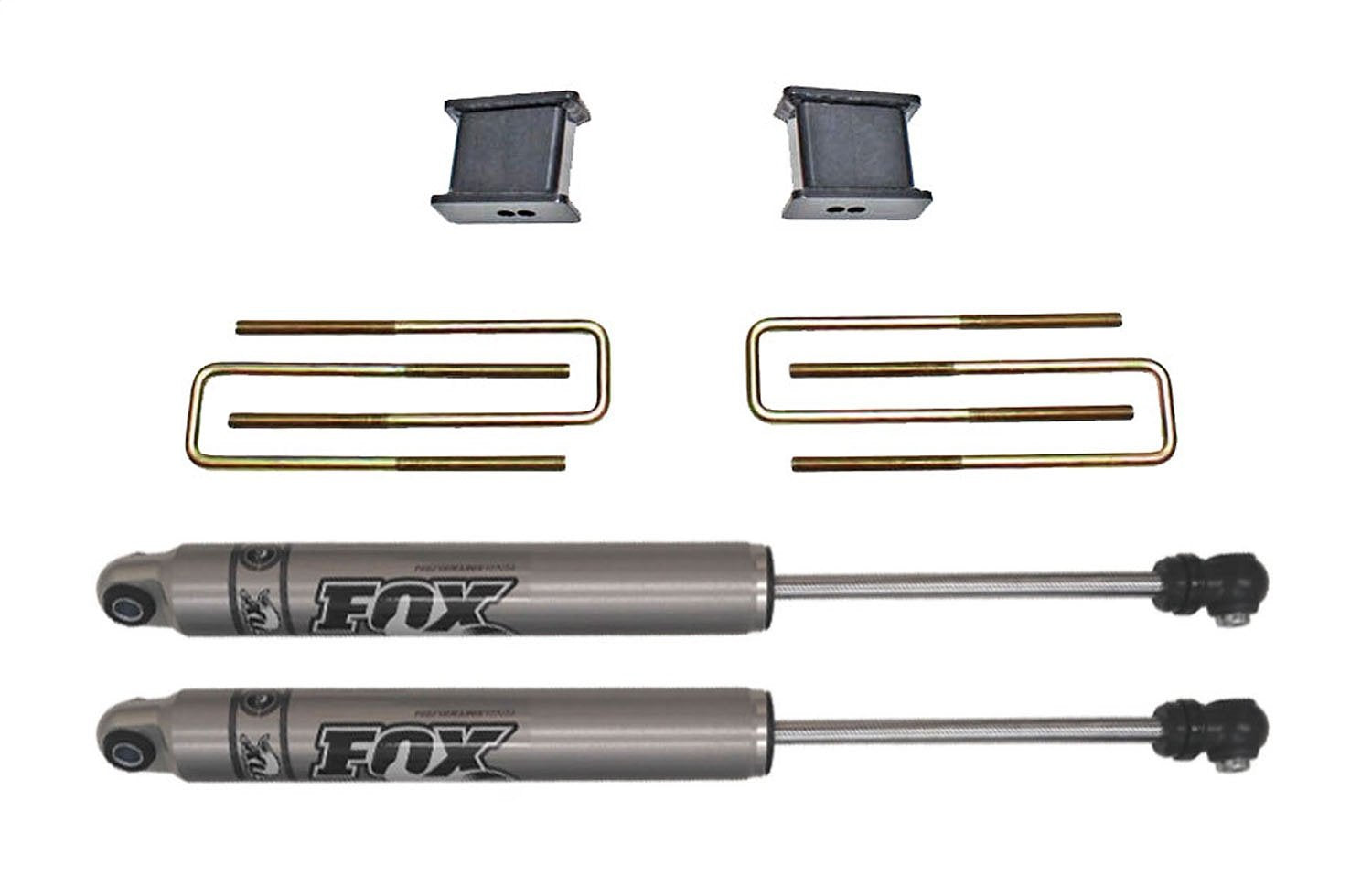 Part# 902140F MaxTrac SUSPENSION'S is A Rear Box KIT Including 4" Lift Blocks, U-Bolts & A Pair of Fox 2.0 Performance Series Rear Shocks