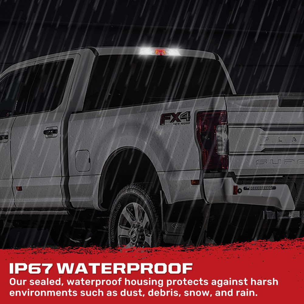 RECON 15-25 F150, 17-23 Super Duty (F250, F350, F450, F550), 19-25 Ranger Ultra Bright Premium 3rd Brake Light - Fits Models with Cargo Bed Camera - CREE XML LEDs - Clear Lens