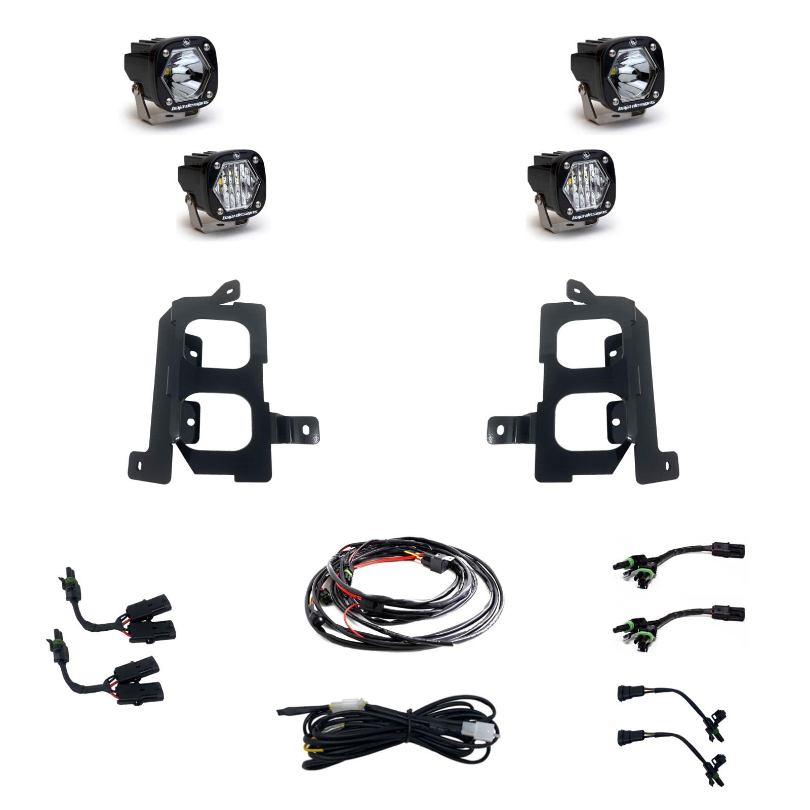 Baja Designs S1 LED Pocket Dual Fog Light Kit for GMC Sierra 1500 Truck 2019-22 (Wide Cornering/Spot Lens; Clear)