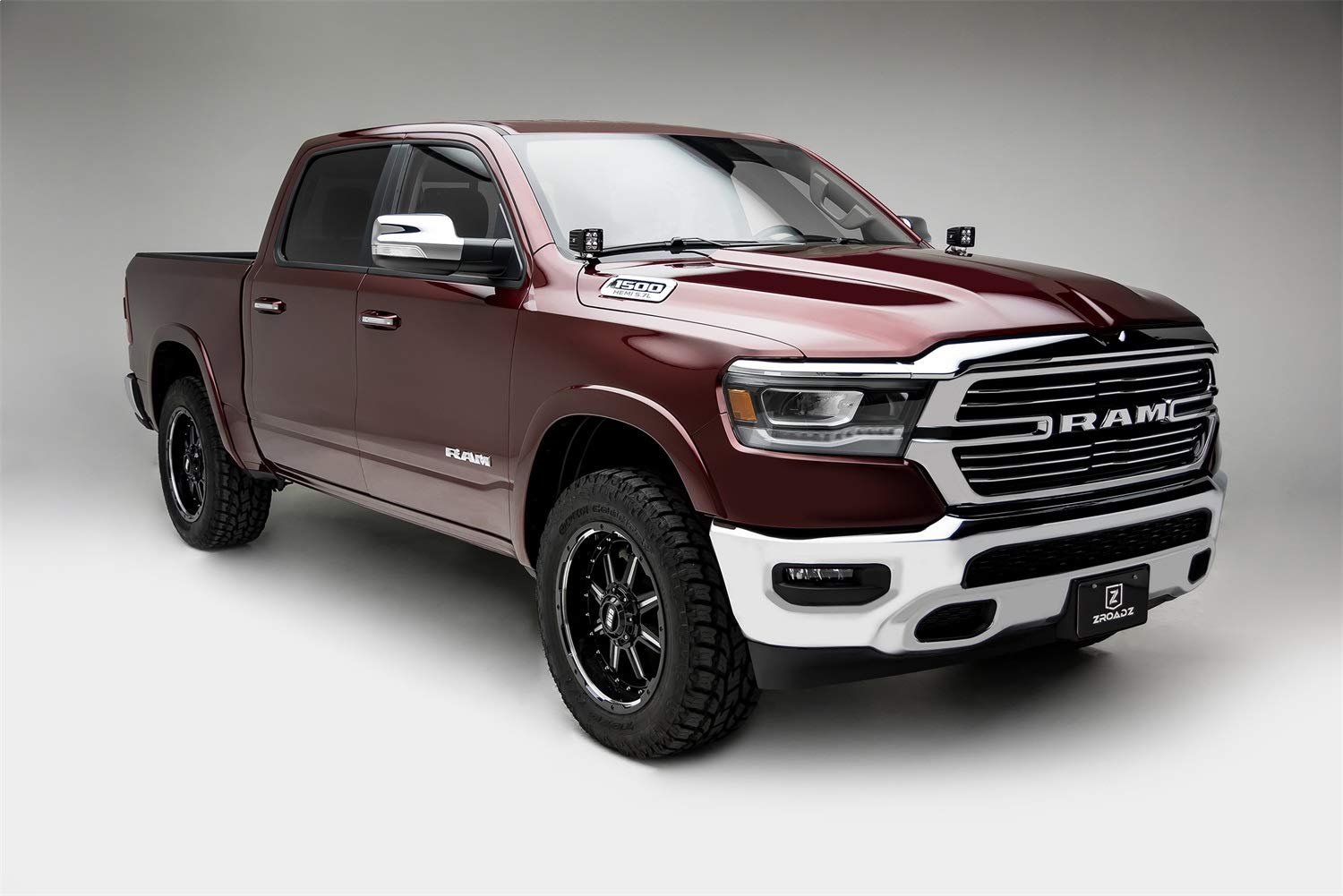 ZROADZ LED Kit Ditch Hood Hinge - Compatible w/ 2019-2022 Ram Rebel - Incl. (2) 3 Inch LED Pod Lights - Mild Steel Gloss Black Finish - Bolt-On Easy Installation - PN #Z364721-KIT2