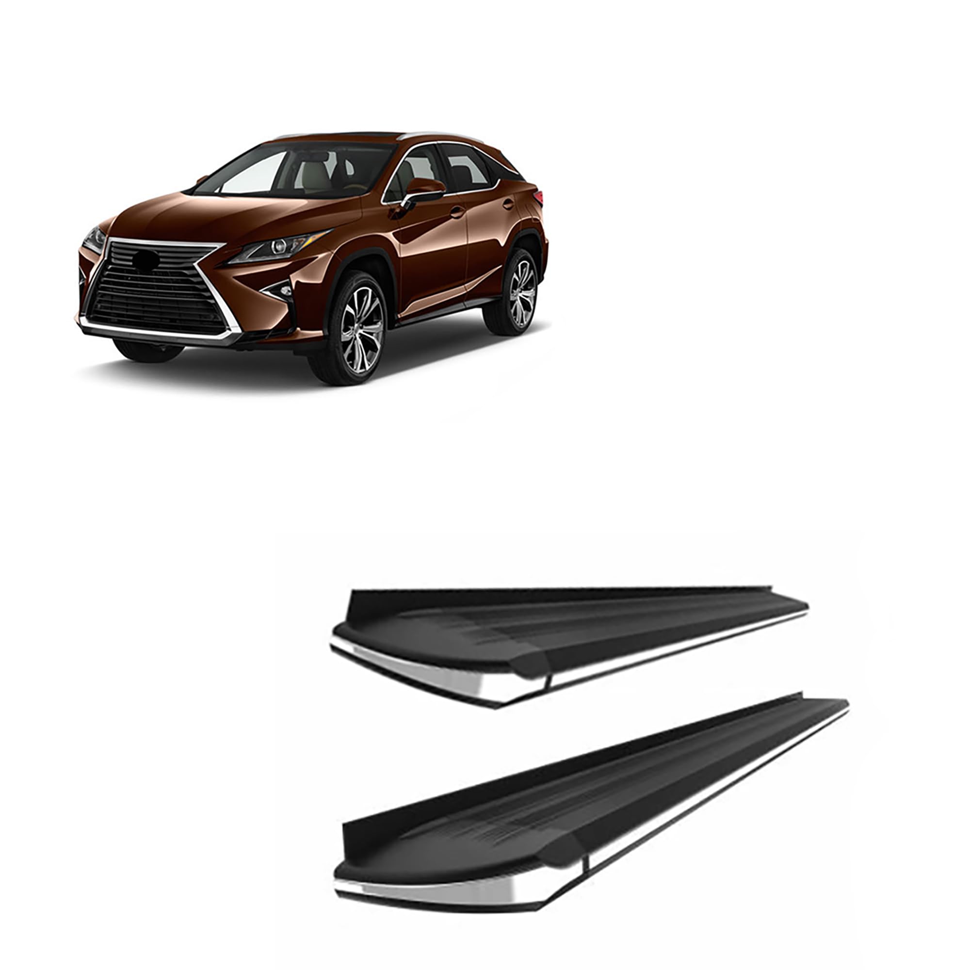 Exceed Black Horse Running Boards Compatible with 2016-2020 Lexus RX350 (Excl. Sport models)|2016-2020 Lexus RX450h (Excl. Sport models)-EX-LX27OE