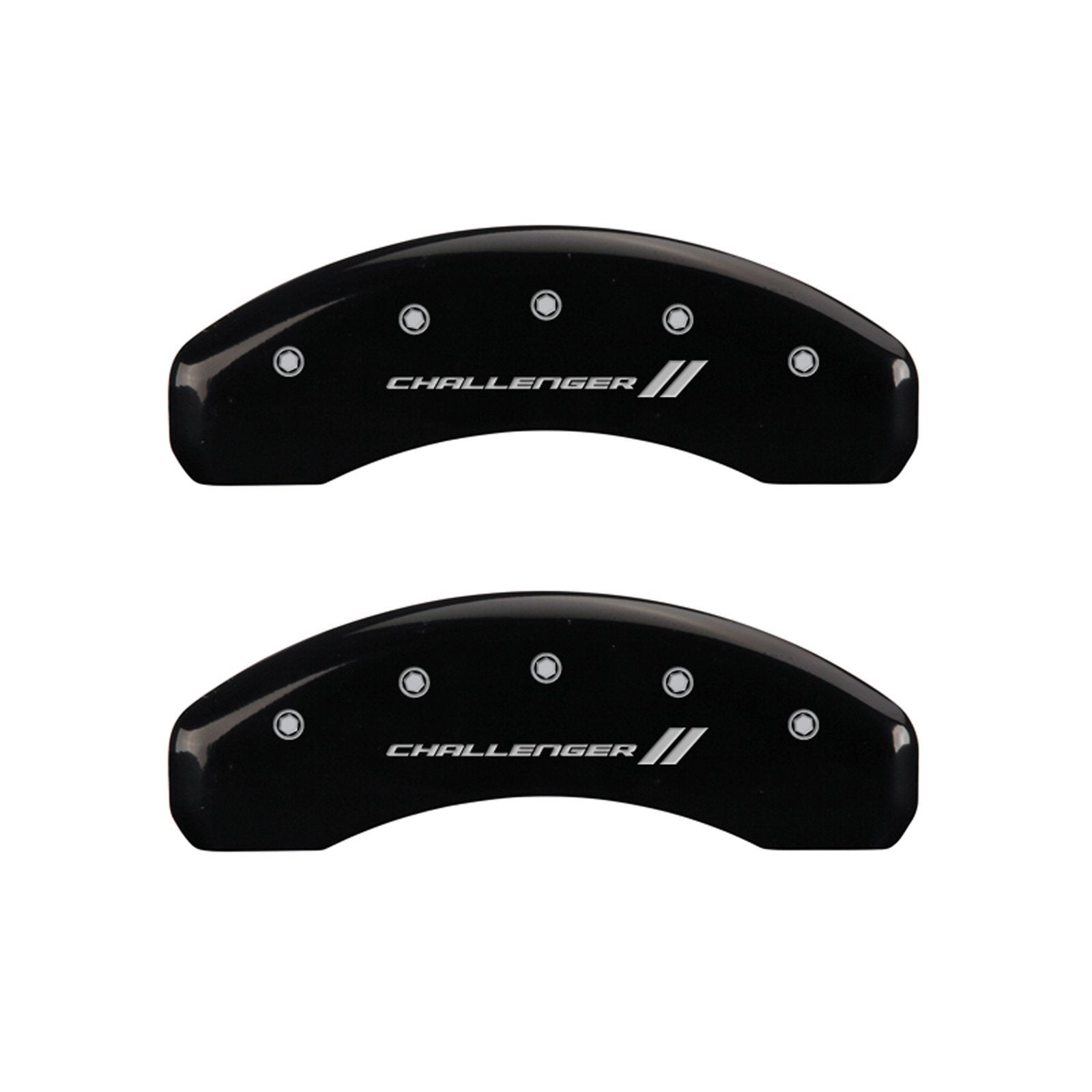 MGP Caliper Covers 'Challenger ll' 12088SCL1BK Engraved Caliper Cover with Black Powder Coat Finish and Silver Characters, (Set of 4)