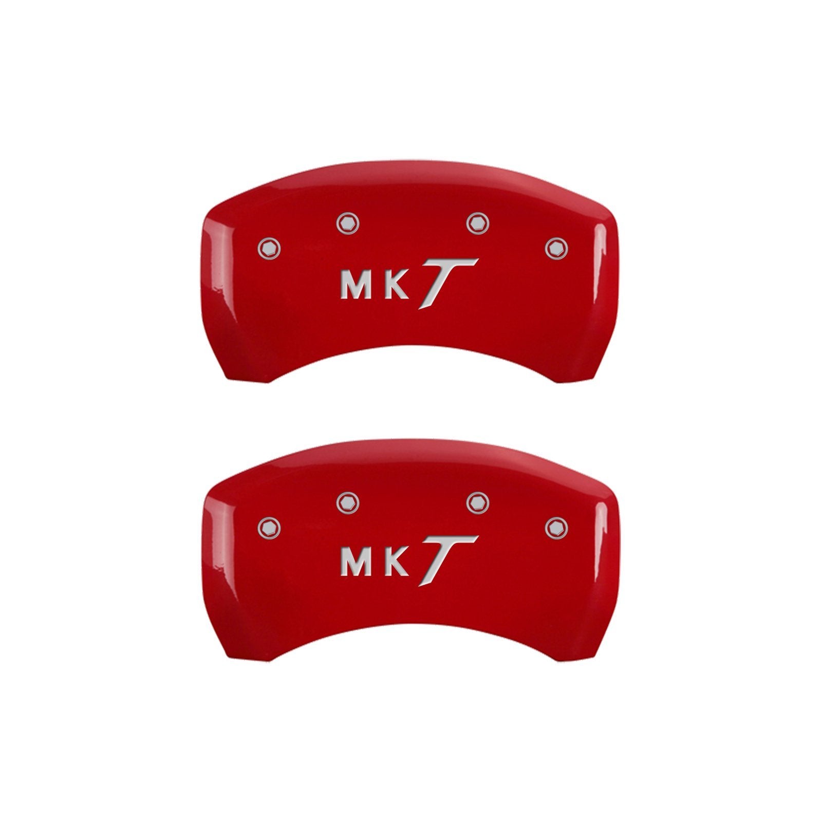 MGP 36020SLMTRD Caliper Covers Red Powder Coat Finish Front and Rear Caliper Cover, Set of 4 (Lincoln MKT Silver Characters, Engraved)