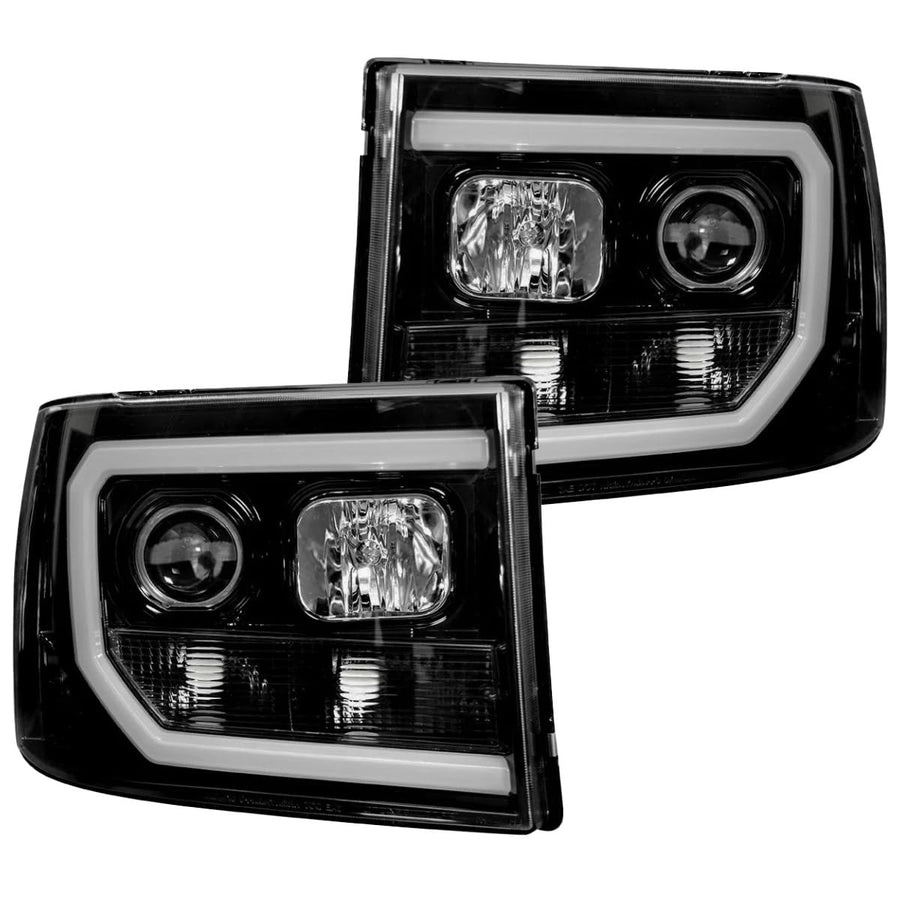 RECON - Projector Headlights Fits 2007-2013 Sierra (1500, 2500, 3500) OLED Halos & DRL - Smoked Lens
