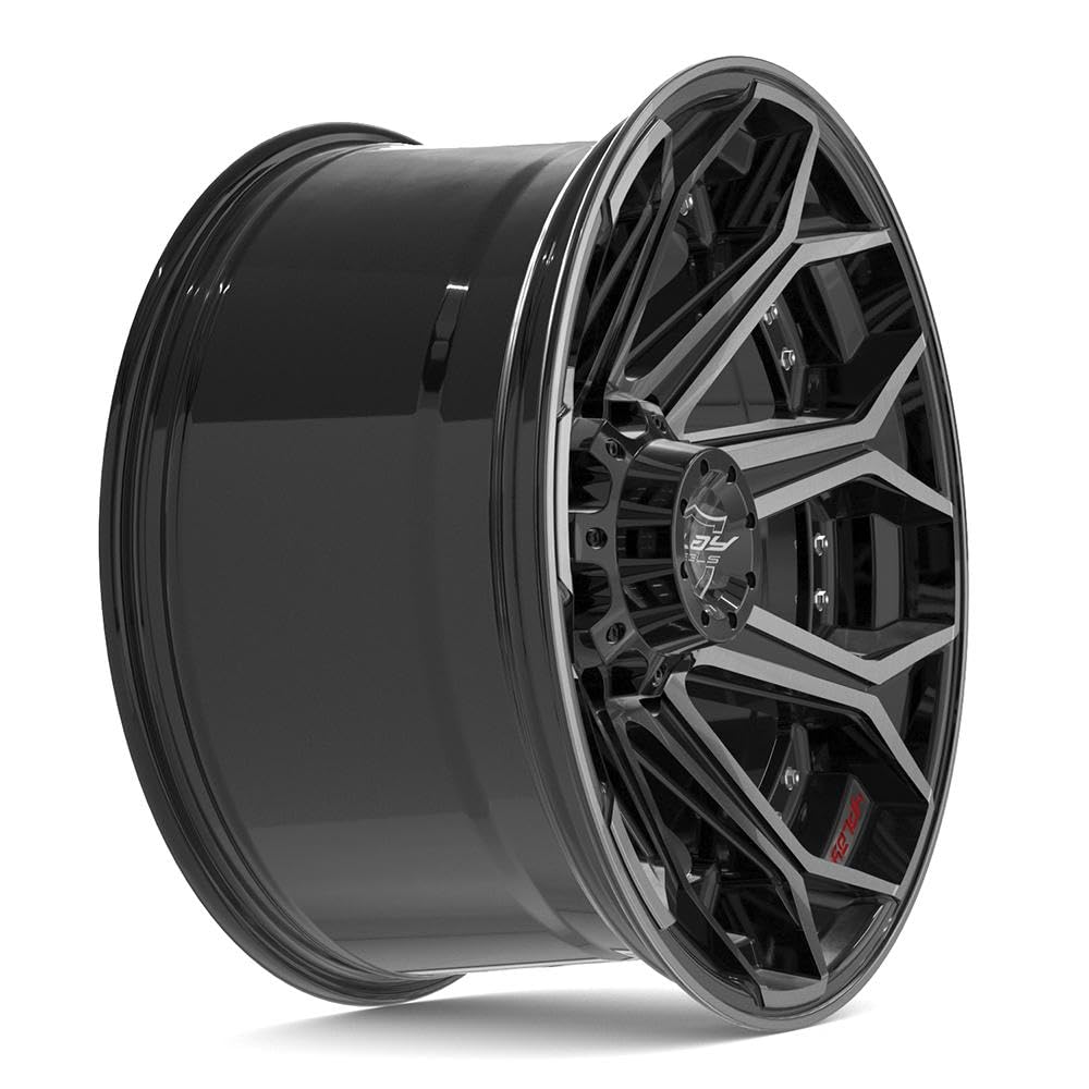 4PLAY Wheels 20 Inch Rim 4P80R Fits 8x170 20x10 Gloss Black Brushed with Tinted Clear (1)