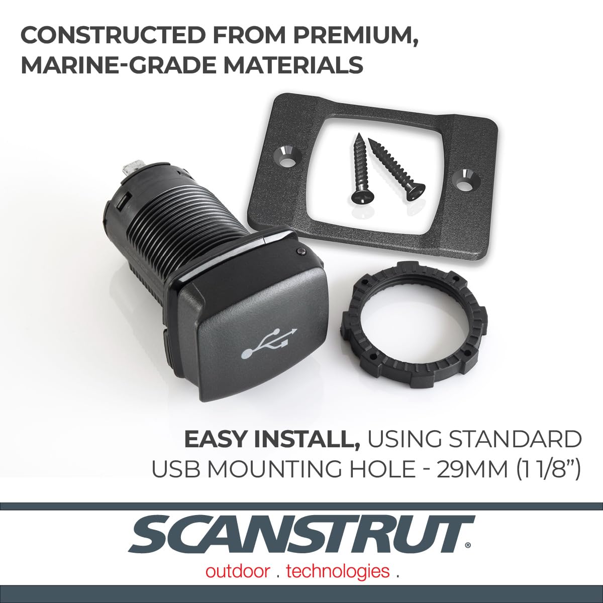 Scanstrut Dual USB Socket Fast Charge with Front fit Bezel