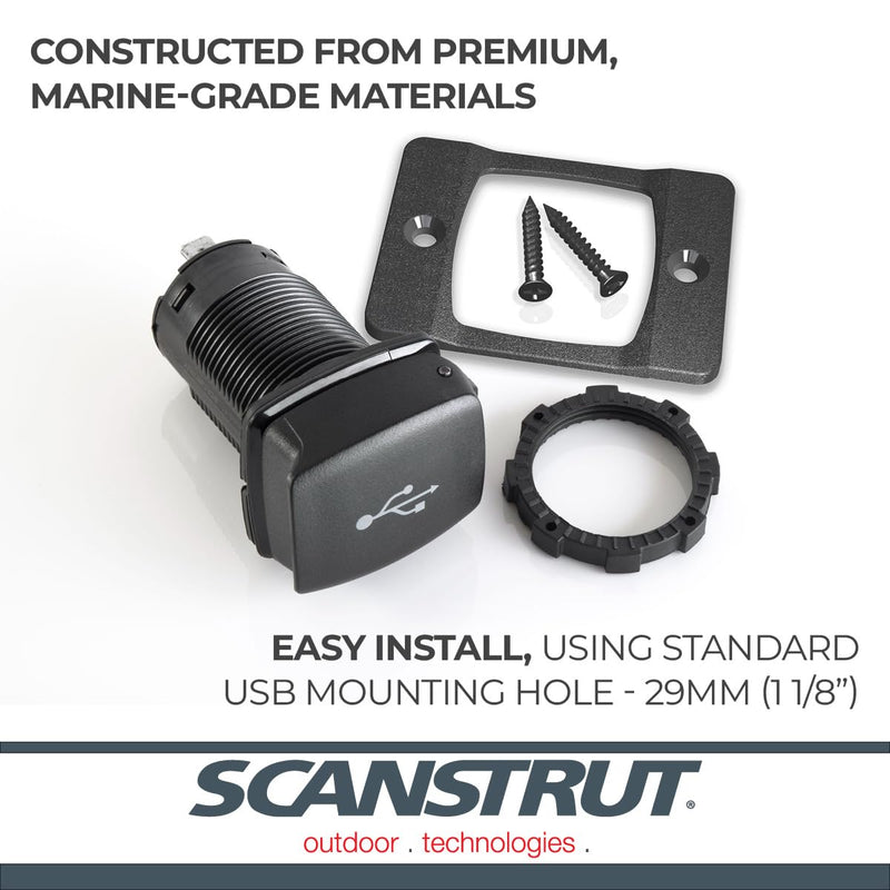 Scanstrut Dual USB Socket Fast Charge with Front fit Bezel