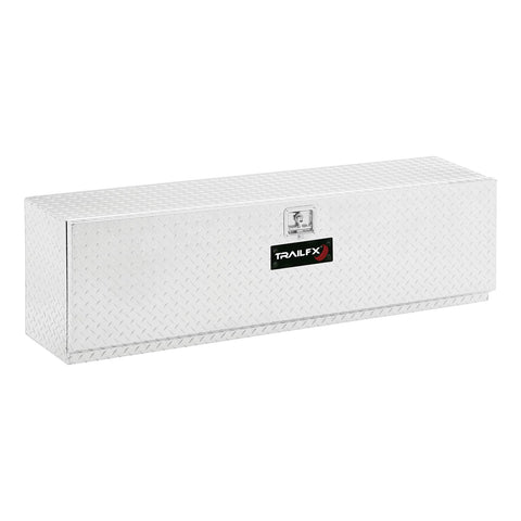 TrailFX Top Mount Tool Box Single Door Polished 16 Gauge Aluminum Diamond Tread 48 Inch Length 13 Inch Width 17 Inch Height 6.3 Cubic Feet Capacity Lockable Lid Truck Bed Tool Box