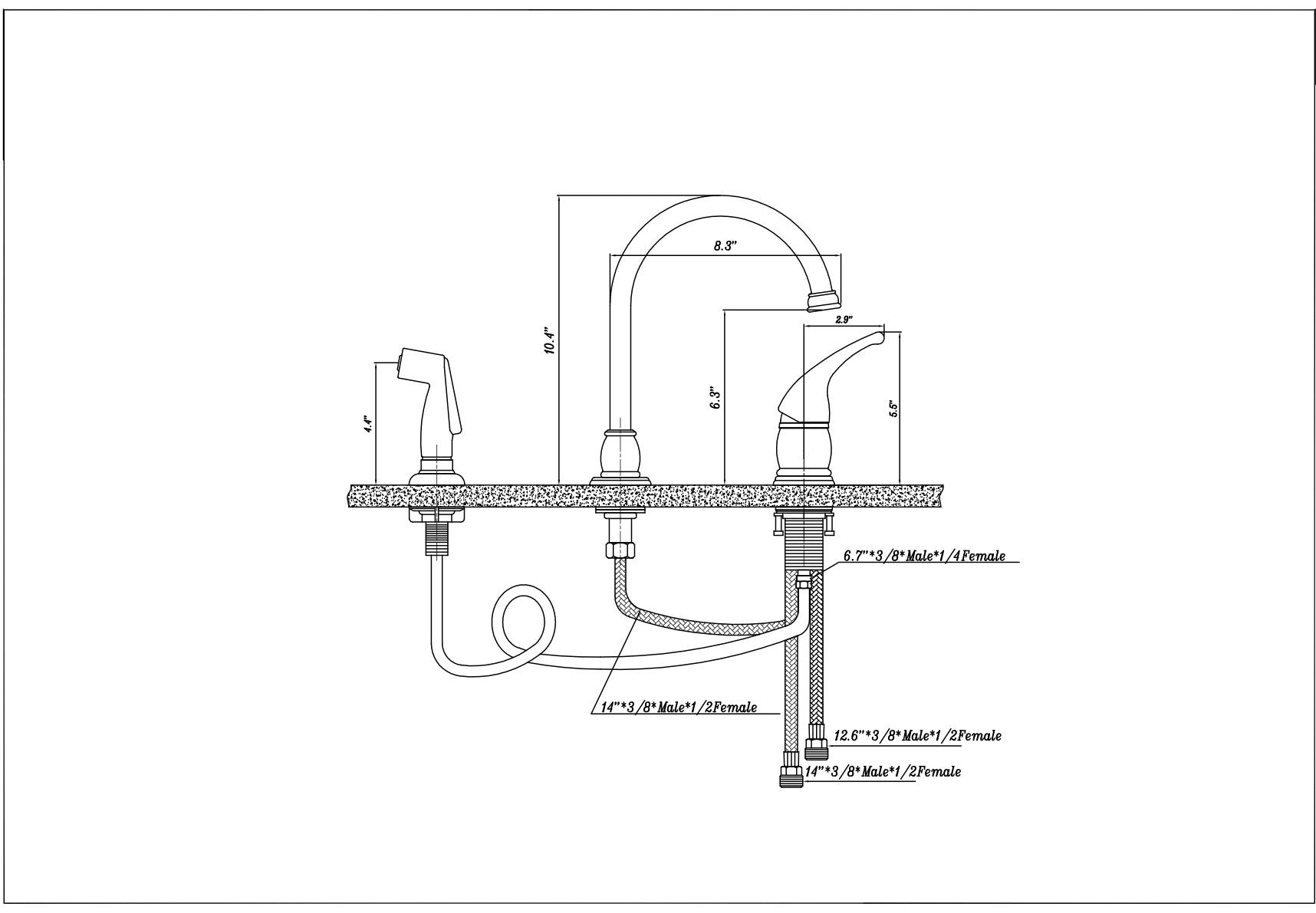 Dura Faucet RV Gooseneck Kitchen Sink Faucet DF-NMK301-SN with Matching Side Sprayer (Brushed Satin Nickel)