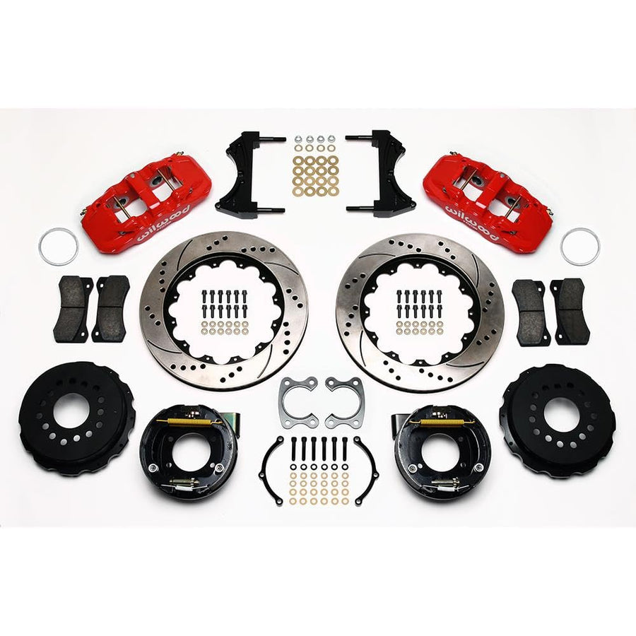 WILWOOD Rear P-Brk Kit, 140-10949-DR W4A, 14.00", Drilled, Red Small Ford 2.50" Offset