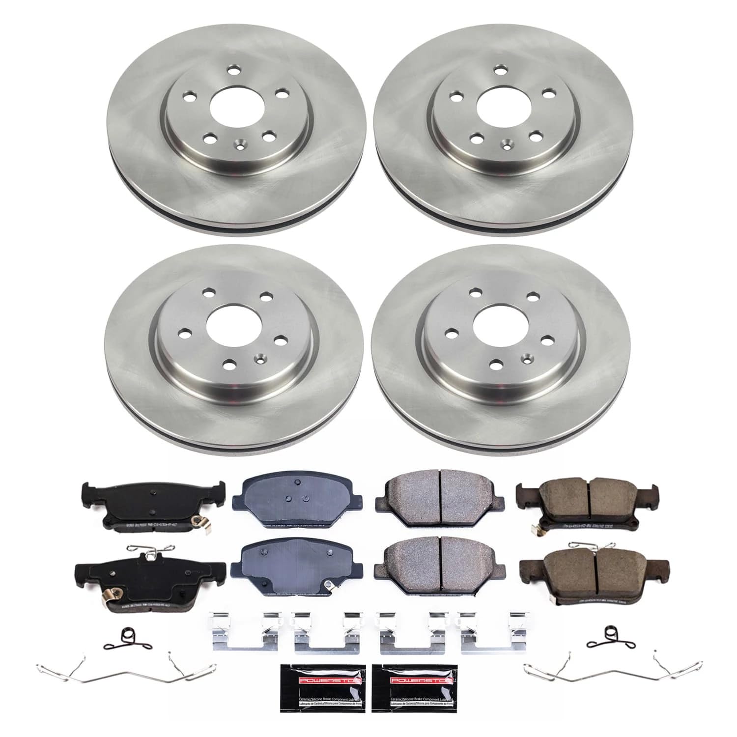 Power Stop Brake Kit Front and Rear For 2015 2016 2017 2018 Chevrolet City Express - Truck & Tow Carbon Fiber Ceramic Pads, Drums, & Drilled and Slotted Rotors Replacement, K15496DK-36