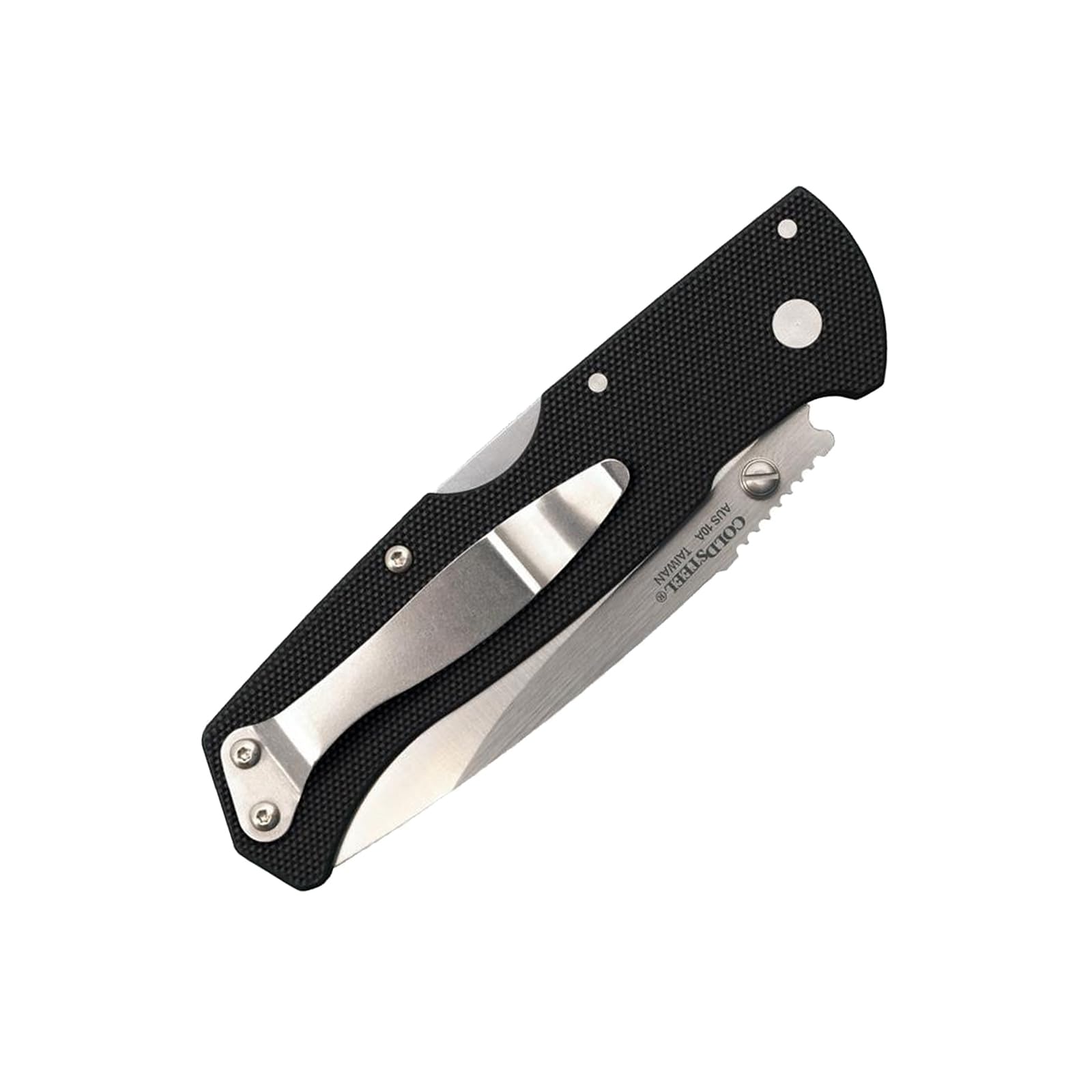 Cold Steel Folding Knife Air Lite with Japanese 10A Steel Blade, Tri-Ad Lock, Pocket Clip and G-10 Handle, Drop Point, Silver/Black