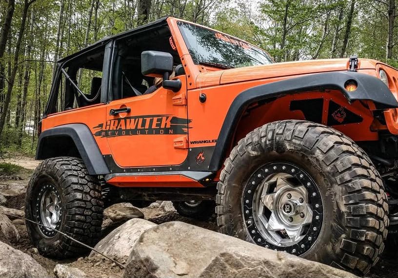 2 Door CrawlTek Rocker Body Cladding - Black Compatible with 2007-2018 Jeep Wrangler JK
