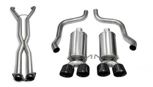 Xtreme Cat-Back Exhaust System Corsa Performance 14960CB6BLK Dual Rear Exit 2.5 in. Dia. Incl. RH-LH Muffler Assy/X-Pipe/RH-LH Over Axle Pipes/Hardware/Quad 4 in. Polished Black PVD Pro-Series Tips