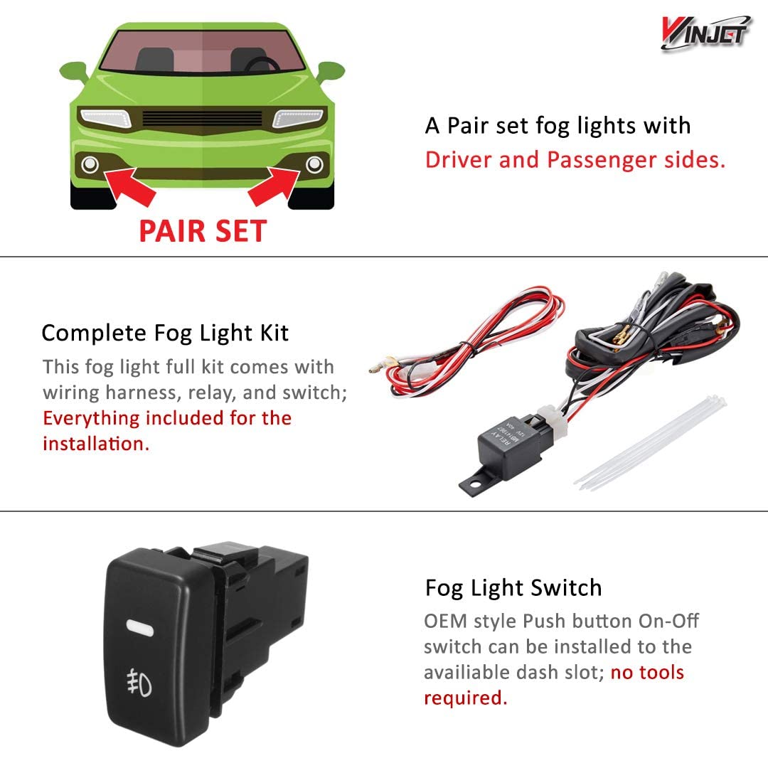 Winjet Driving Fog Lights Compatible with [2005 2006 2007 Honda Odyssey] + Switch + Wiring Kit