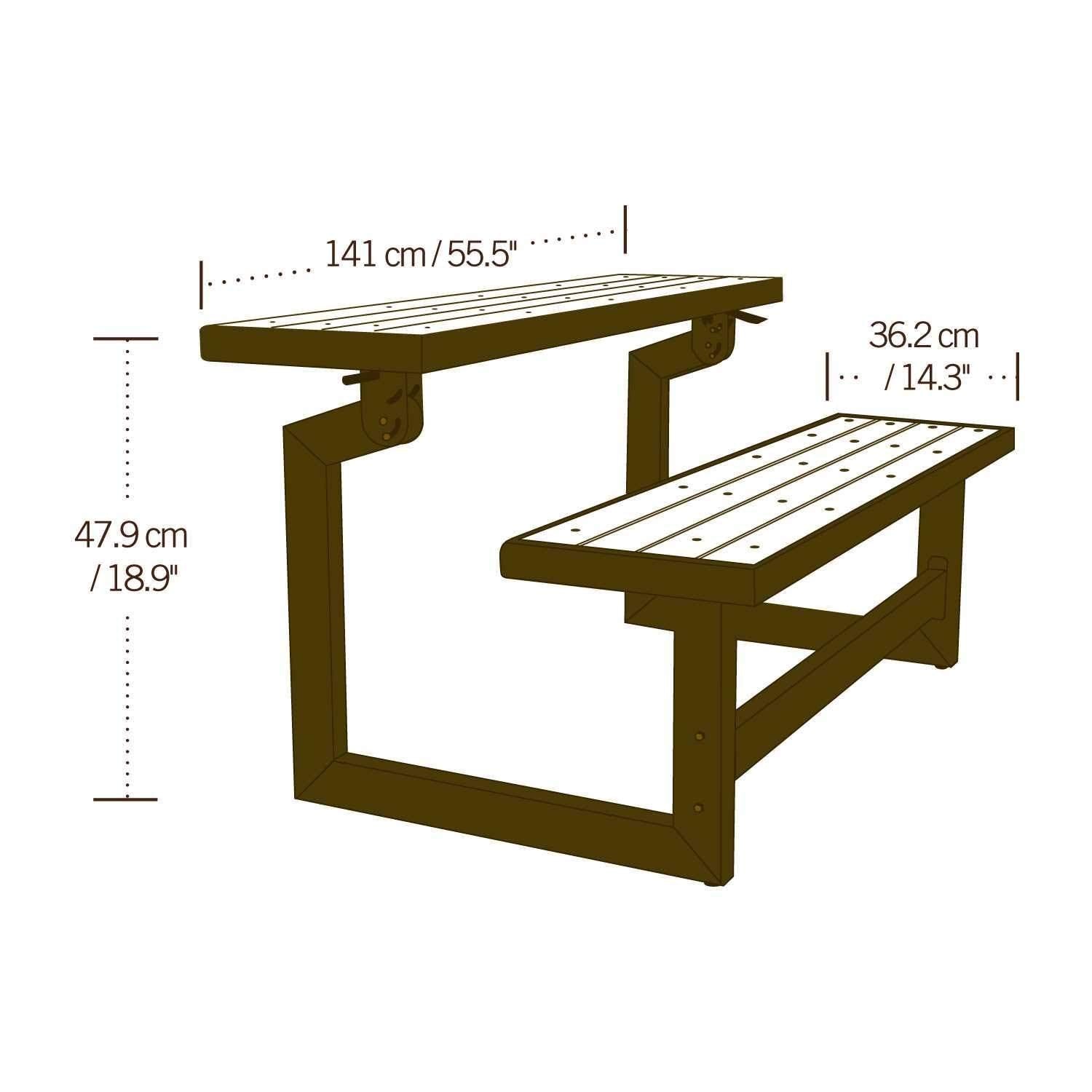 60054 LIFETIME Convertible Bench / Table, Faux Wood Construction