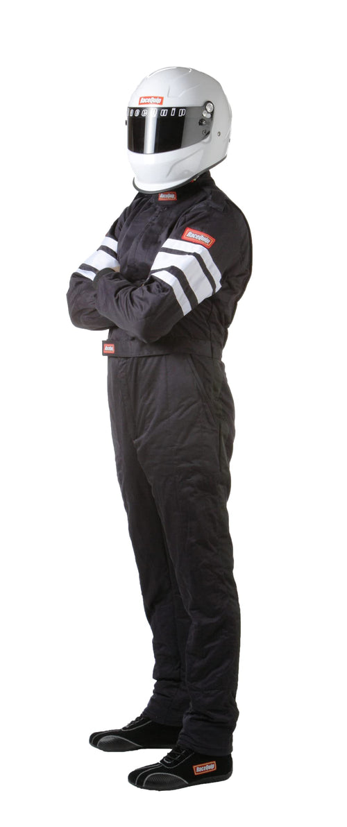 120004RQP RaceQuip 120 Series 1-Pc Driving Suit SFI 3.2A/5 Black/White Medium Tall