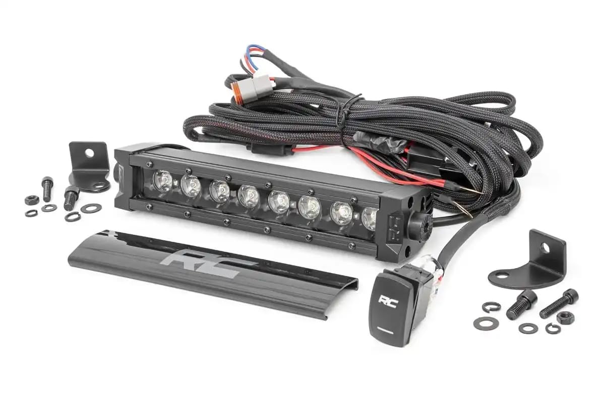 8" Rough Country Black Series Single Row LED Light Bar | Amber DRL - 70718BLDRLA
