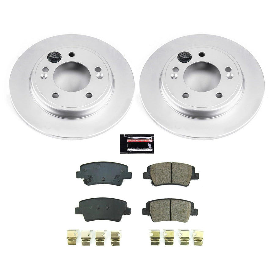 Power Stop CRK8769 Rear Geomet Coated Brake Rotor and Pad Kit For Hyundai Elantra 2021-2023 [Model Specific]