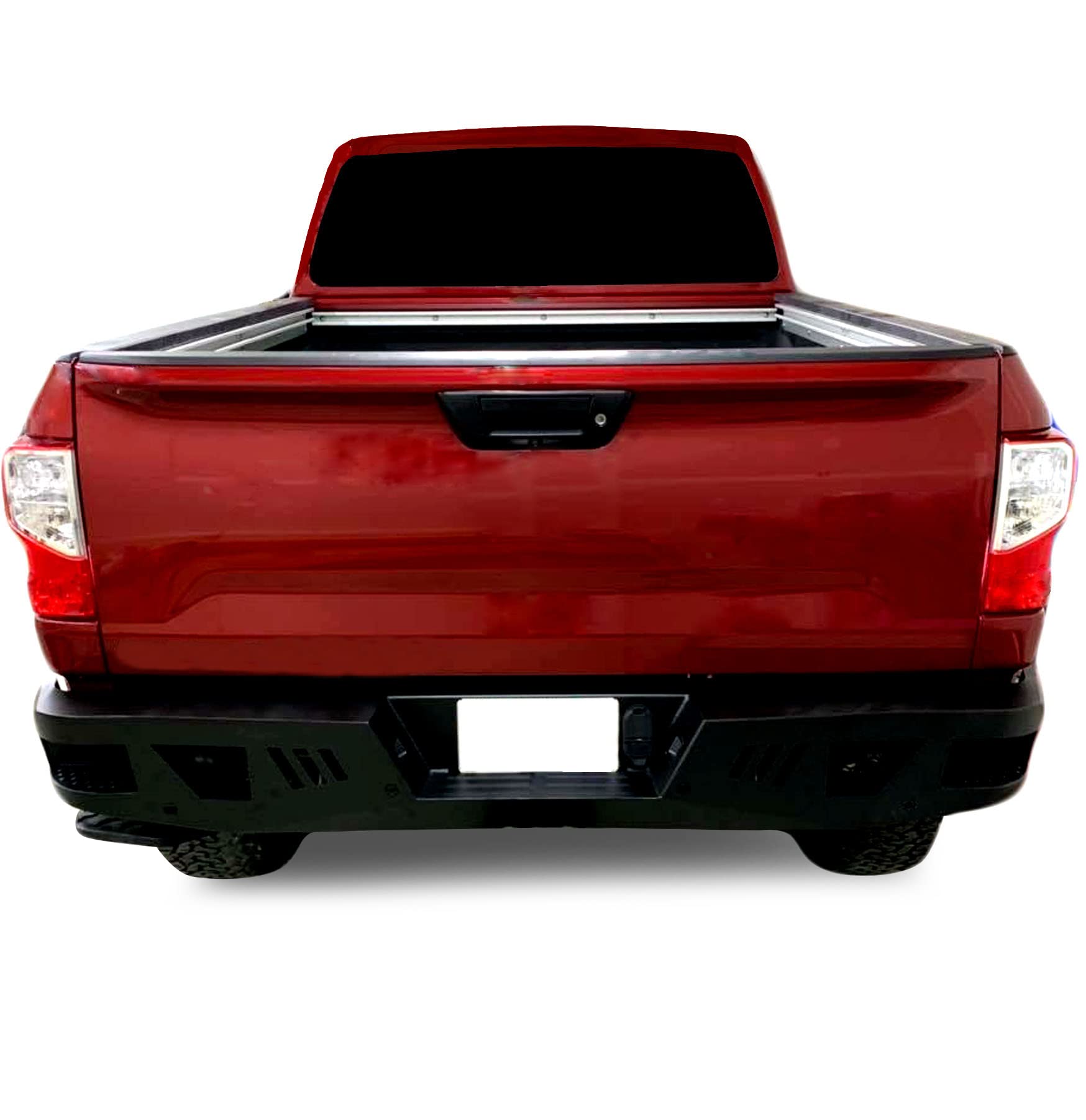 Heavy Duty Black Horse Armour Rear Bumper Matte Black Compatible with 2016-2024 Nissan Titan XD-ARB-NITI