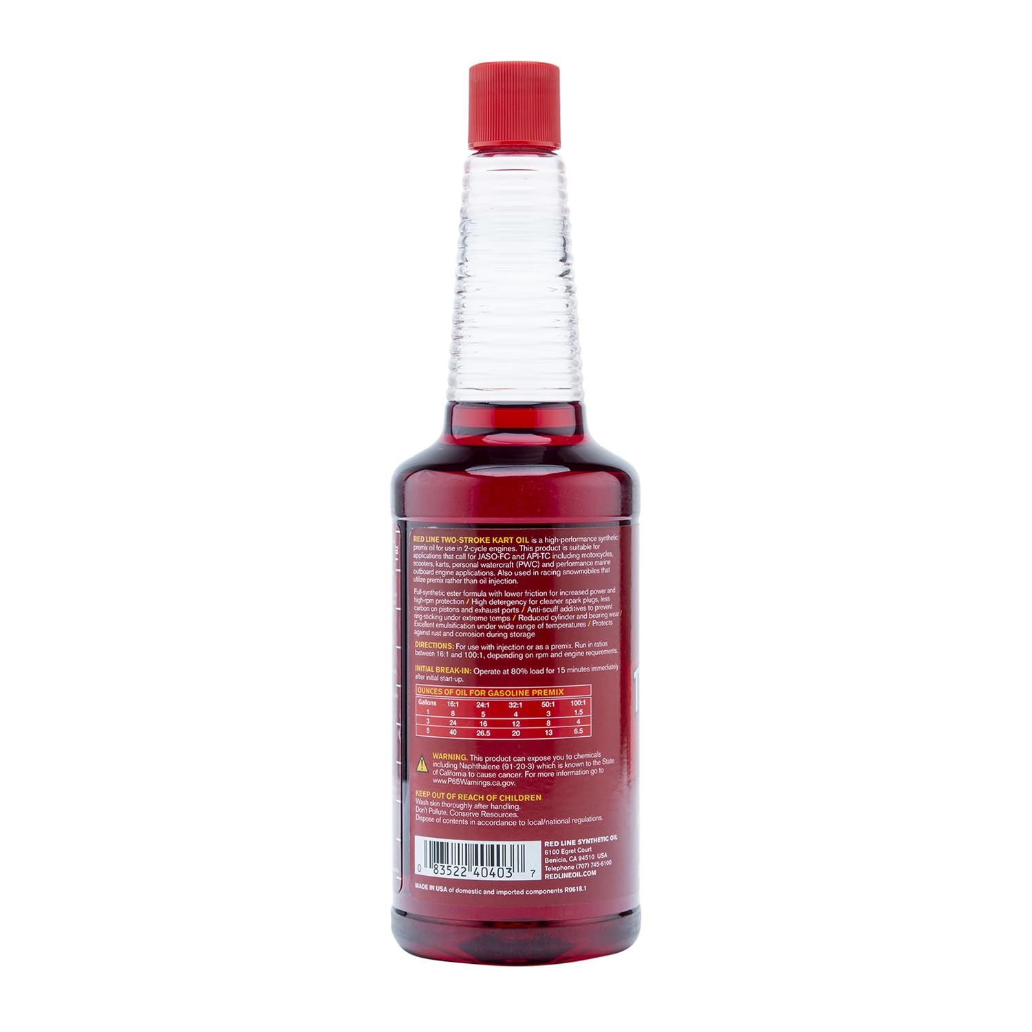 Synthetic Two Stroke Kart Oil Red Line 40403 - 16 Ounce