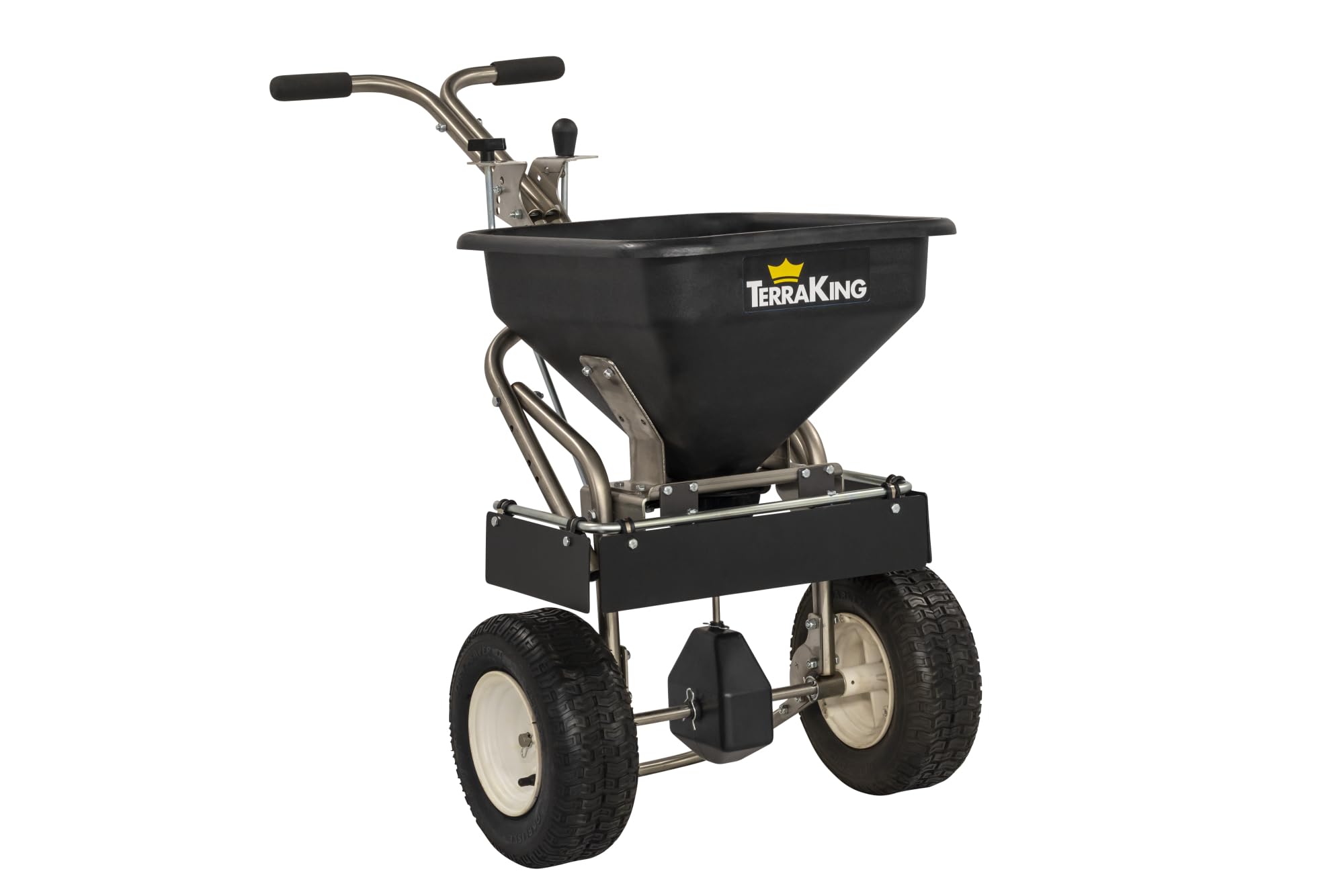 Commercial Push Spreader, 70 lb Capacity of Rock Salt, Ice melt, Fertilizer, Grass Seed, TerraKing