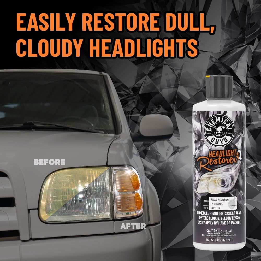 Headlight Restore and Protect Chemical Guys - Cleans, Restores Clarity, and Protects Headlights from Future Fading, Safe for Trucks, SUVs, Motorcycles, RVs & More - 16 oz
