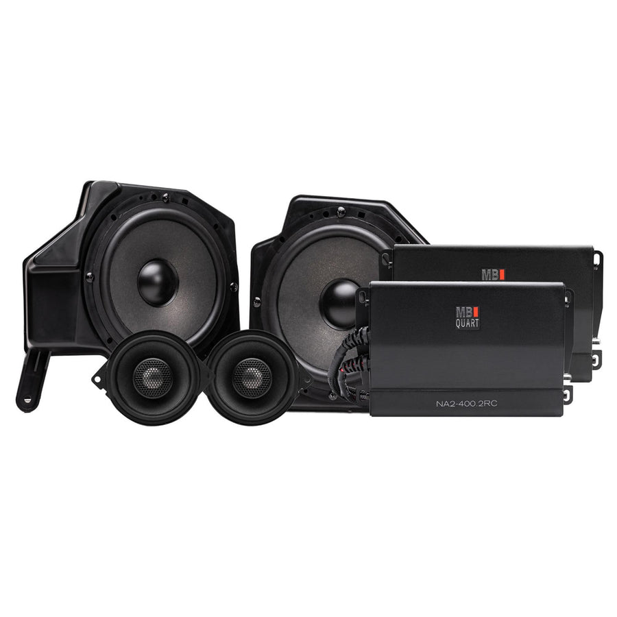 MB Quart 800W MBQJ-STG4A-1 Stage 4 Jeep JL/JT Car Audio Upgrade Kit with Amplifier, 4-Speaker Set, Tweeters, OEM Factory Radio Integration