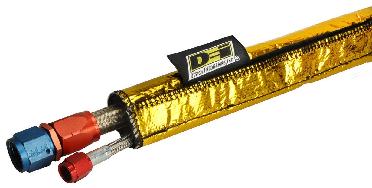 Heat Shroud Design Engineering 010458 Gold 1/2" - 1-1/4" I.D. x 3ft Line Sleeving Hi-Temp Protection up to 800°F (with Hook and Loop Closure)