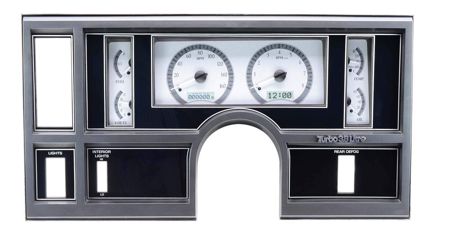 Dakota Digital VHX-84B-REG-S-W 84-87 Buick Regal Grand National Analog Gauges Silver Alloy White