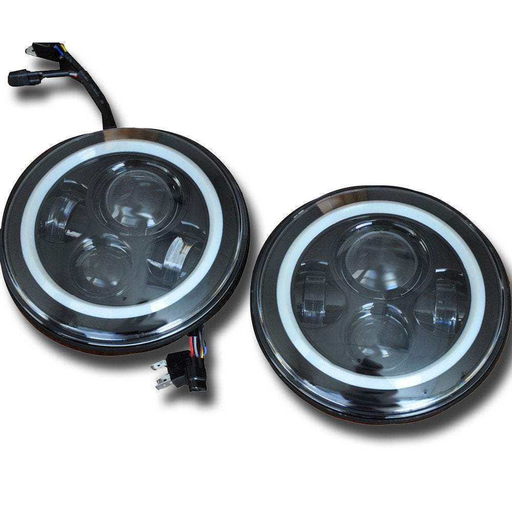 7" Round Projector LED Headlight with Halo Ring Upgrade Kit for DV8 Offroad | 07-18 Wrangler JK | DOT Compliant