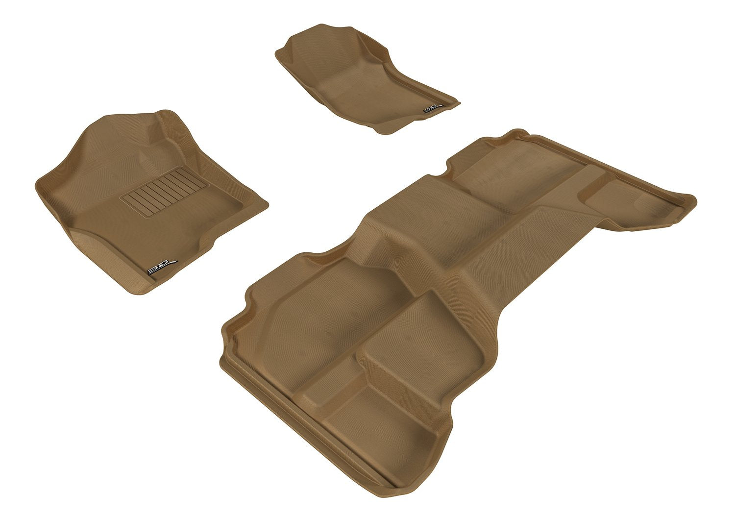 3D MAXpider Kagu Custom Fit Floor Mat (TAN) for 2007-2013 GMC Sierra 15 25 35 Extended CAB - 1ST Row 2ND Row