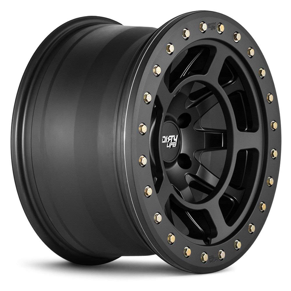 17x9 DT-2, Bolt Pattern: 5x5/, Offset: -12, MATTE BLACK W/SIMULATED RING, set of 1