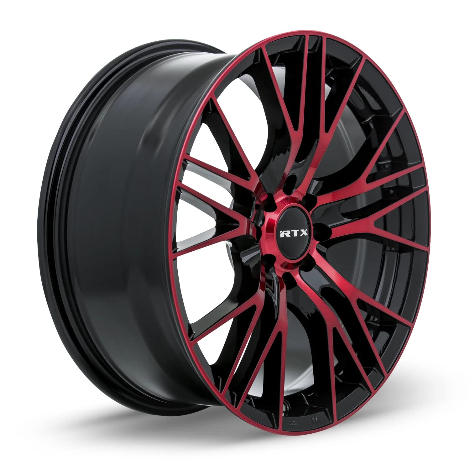 VERTEX RTX Custom Wheel - 16x7, 35 Offset, 5x100 Bolt Pattern, 54.1mm Hub - Black with Machined Red Face Rim