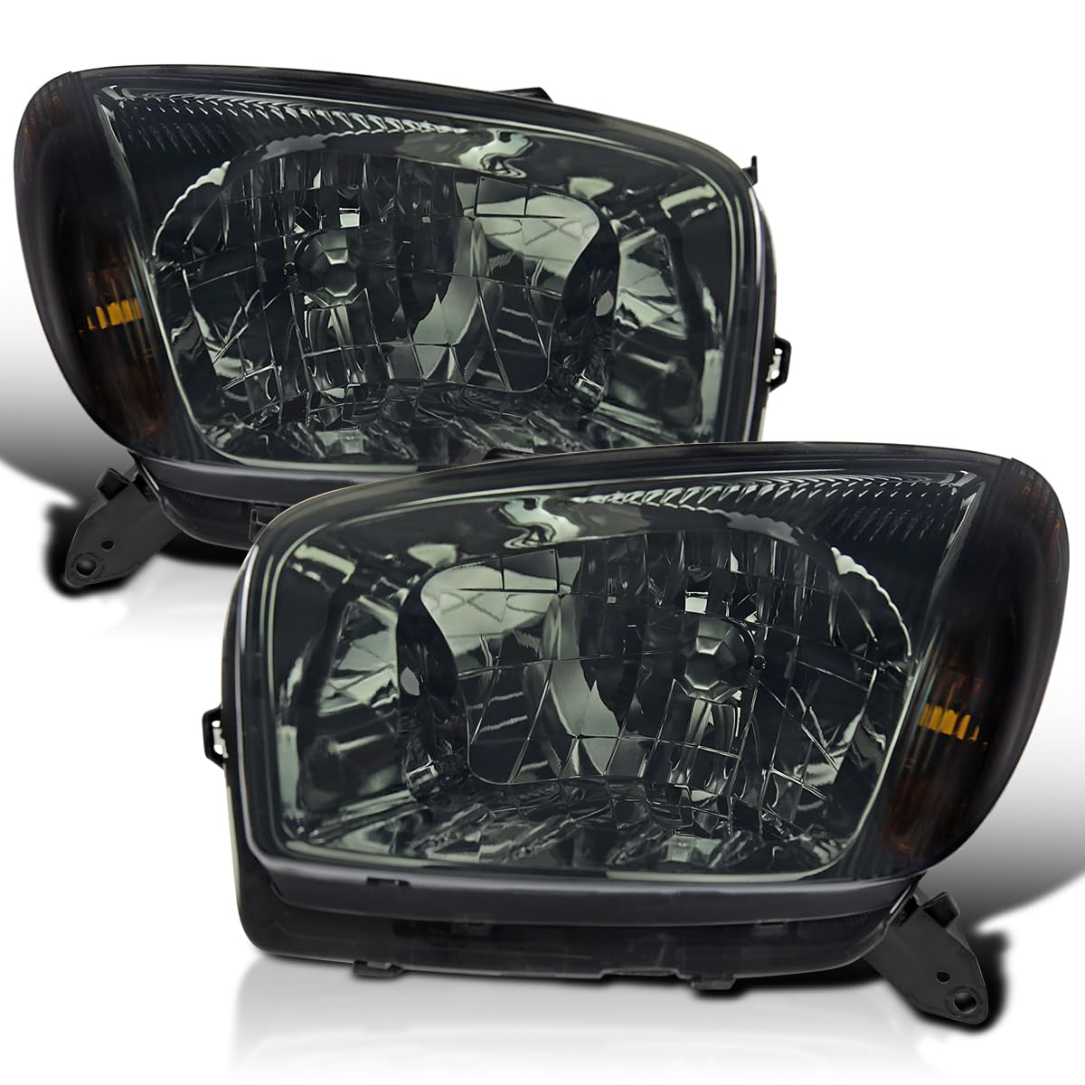 Smoke Spec-D Tuning Headlights Compatible with 2001-2003 Toyota RAV4, Left + Right Pair Headlamps Assembly