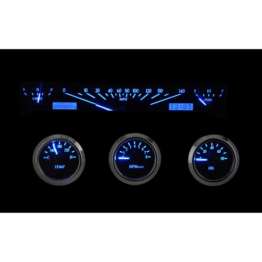 Dakota Digital 61 62 Chevy Impala VHX-61C-IMP-S-B Analog Dash Gauge System Silver Alloy Blue