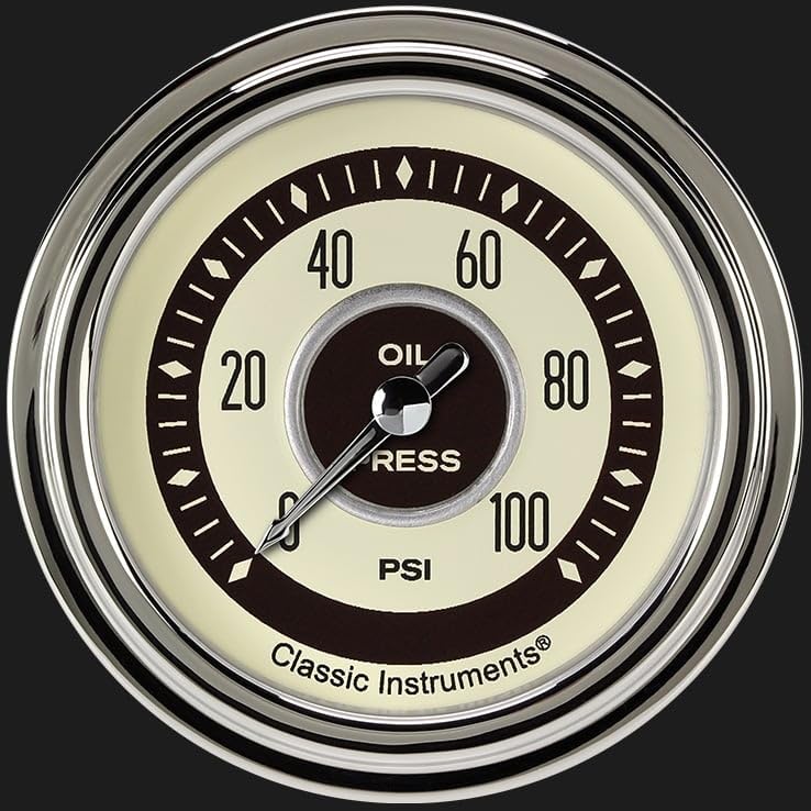 Nostalgia Classic Instruments 2 5/8" Oil Pressure Gauge 100 PSI Electric