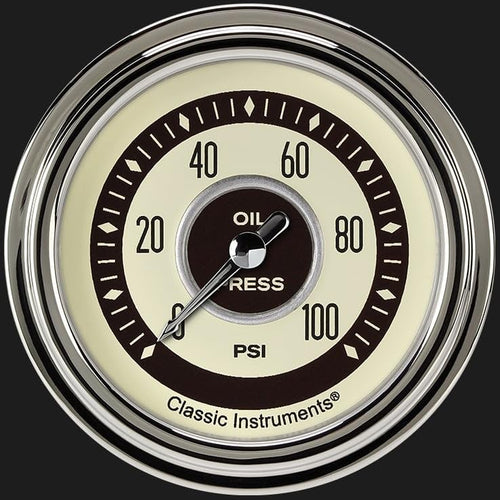 Nostalgia Classic Instruments 2 5/8" Oil Pressure Gauge 100 PSI Electric