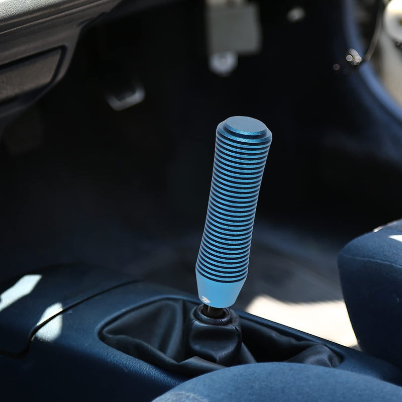 NRG Innovations Shift Knob NRG-SK-700BL with Thread Adapter Wrench Short Curvy Style Lever Stick Shifter Handle Billet Aluminum for M10 X 1.25, M10 X 1.5, M12 X 1.25, M12 X 1.5 Thread Pattern Shifter